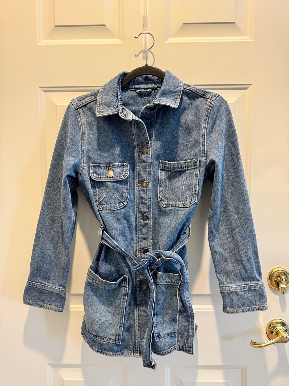 & Other Stories Light Blue Denim Jacket with Self-Tie Belt